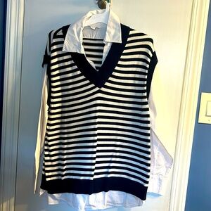 Blue and white striped sweater ￼